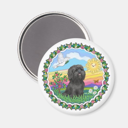 Wreath - Black Shih Tzu Magnet (Vorderseite/Rückseite)