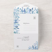 Wreath Blue Blätter Hochzeit in einer Einladung (Außenbereich)