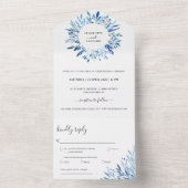 Wreath Blue Blätter Hochzeit in einer Einladung (Innen Boden)
