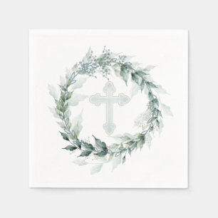 Wreath Blue Cross Kommunion Taufe Christening Serviette