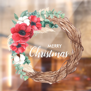 Wreath Blume Greenery Holiday Fensteraufkleber
