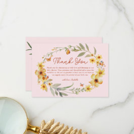 Wreath Boho Wildblumen Babydusche Danke Karte