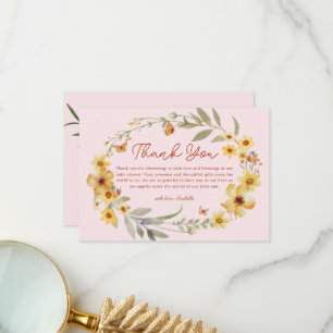 Wreath Boho Wildblumen Babydusche Danke Karte