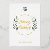 Wreath Business Happy Holidays Real Gold Foil Card Folieneinladung (Vorderseite)