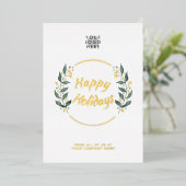 Wreath Business Happy Holidays Real Gold Foil Card Folieneinladung (Stehend vorne)