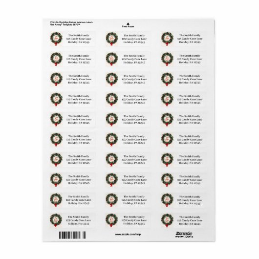Wreath Christmas Address Labels (Vorne)