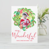 Wreath Christmas Foto Feiertagskarte (Stehend Vorderseite)