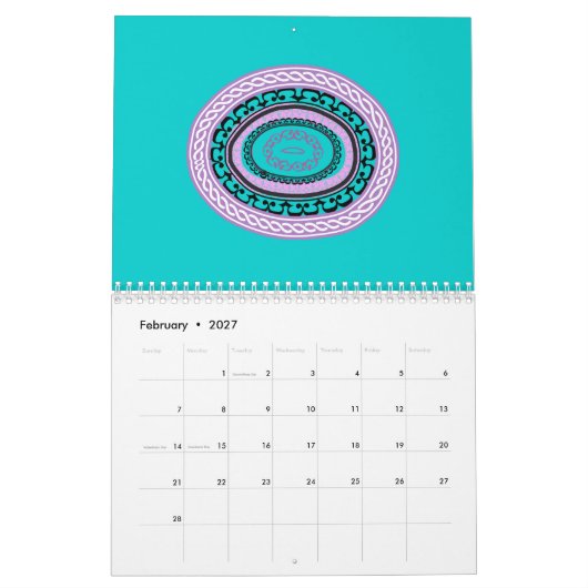 Wreath Circles calendar Kalender (Feb 2027)