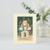 Wreath Decorated Snowman Postkarte (Stehend Vorderseite)