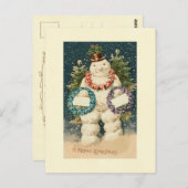 Wreath Decorated Snowman Postkarte (Vorne/Hinten)