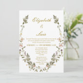 Wreath Elegant Hochzeit Einladung Spanisch (Stehend Vorderseite)