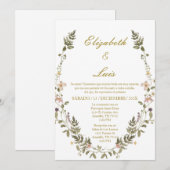 Wreath Elegant Hochzeit Einladung Spanisch (Vorne/Hinten)