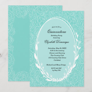 Wreath Floral Quinceañera Geburtstag Einladungen