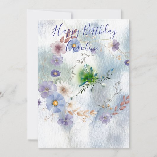 Wreath Floral und whimsy Einladung zum Geburtstag (Vorderseite)