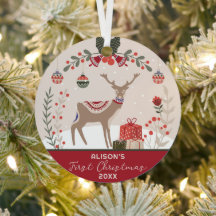 Wreath Foto Personalisiert Baby's First Christmas