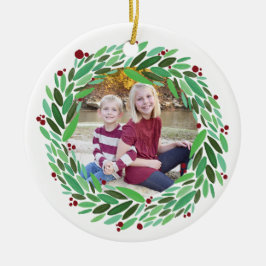 Wreath-Foto-Weihnachtsverzierung Keramik Ornament