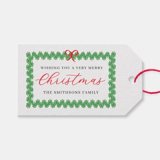 Wreath Framed Holiday  Geschenkanhänger (Vorderseite (Horizontal))