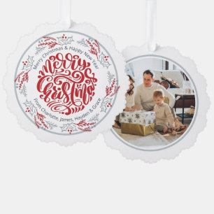 Wreath Frohe Weihnachten Personalisiertes Foto Ornament Karte