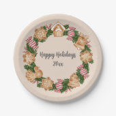 Wreath Gingerbrew House Weihnachtsfeier Pappteller (Vorderseite)