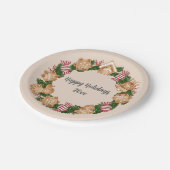 Wreath Gingerbrew House Weihnachtsfeier Pappteller (Schrägansicht)