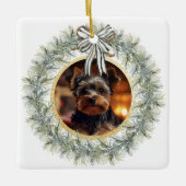 Wreath Gold Frame Custom Pet Foto Keramikornament (Vorderseite)