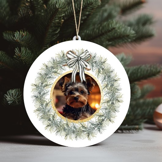 Wreath Gold Frame Custom Pet Foto Keramikornament