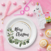 Wreath Green FAMILY Frohe Weihnachtsfeiertage Pappteller (Party)