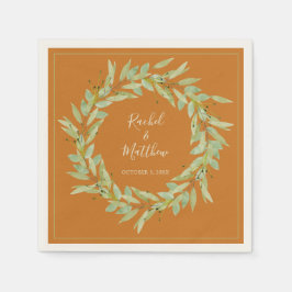 Wreath Greenerity on Ochre Wedding Serviette