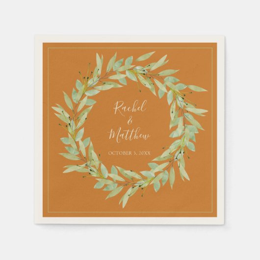 Wreath Greenerity on Ochre Wedding Serviette (Vorderseite)