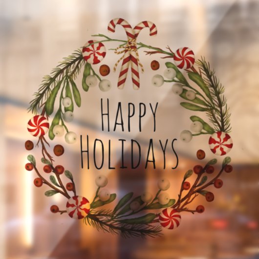 Wreath Happy Holidays Fensteraufkleber (Blatt 2)