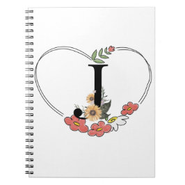 Wreath Heart geformt mit dem Buchstaben "J" Postka Notizblock