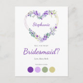 Wreath Heart in Purple Shades Bridesmaids Proposal Einladungspostkarte (Vorderseite)