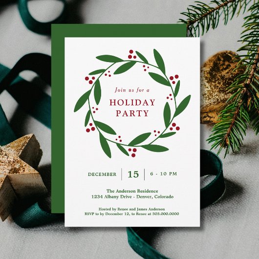 Wreath Holiday Party Einladung