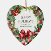 Wreath Holly Berries Black Kariert Business Keramik Ornament (Rechts)