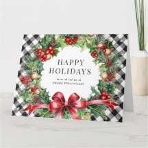 Wreath Holly Berries Kariert Business Holiday