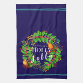 Wreath Holly Jolly Navy Geschirrtuch (Vertikal)