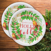 Wreath Holly Jolly White Pappteller