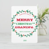 Wreath Merry Christmas Opa Personalisiert Feiertagskarte (Stehend Vorderseite)