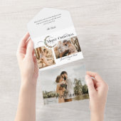 Wreath & Merry Christmas Typografie Multi-Foto All In One Einladung (Abreißen)