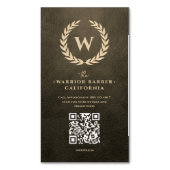 Wreath Monogram Barbershop Modernes Barber Magnetische Visitenkarte (Vorderseite Vertikal)