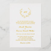 Wreath Monogram Elegant Wedding Folieneinladung (Vorderseite)