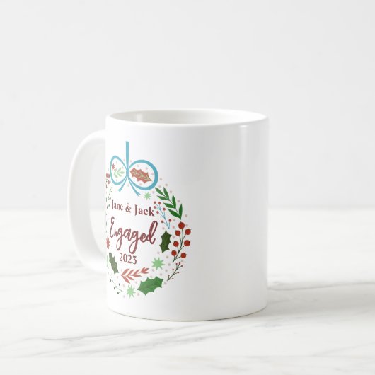 Wreath Monogram Foto Christmas Kaffeetasse (Vorderseite Links)