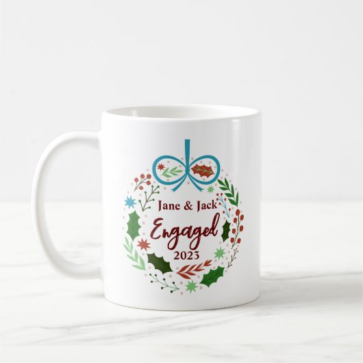 Wreath Monogram Foto Christmas Kaffeetasse (Links)