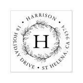 Wreath Monogram Round-Rücksendeadresse Permastempel (Design)