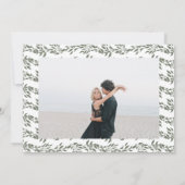 Wreath Monogram Sage Green Elegant Wedding Foto Save The Date (Rückseite)