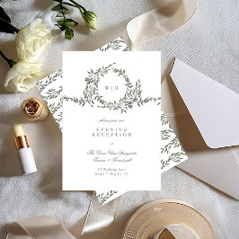 Wreath Monogram Sage Green Eleganter Empfang Begleitkarte