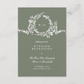 Wreath Monogram Sage Green Wedding Reception Begleitkarte (Vorderseite)