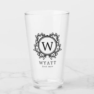 Wreath Monogram Trauzeuge Glas