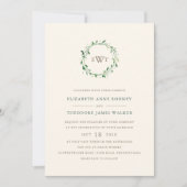 Wreath Monogram Wedding Einladung | Tarnfarben (Vorderseite)