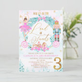 Wreath Nutcracker Land der Süßigkeiten 3. Geburtst Einladung (Stehend Vorderseite)